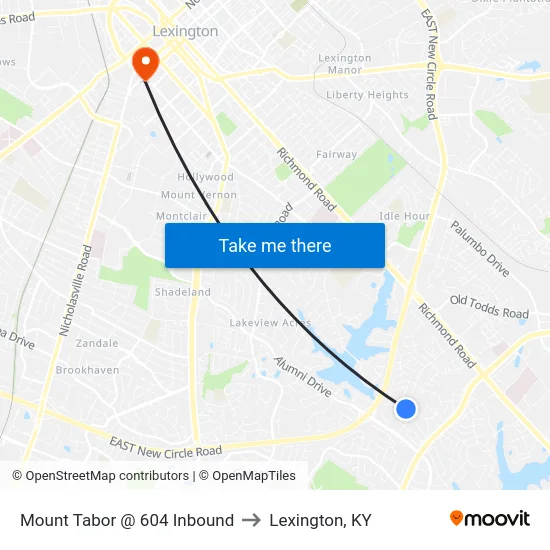 Mount Tabor @ 604 Inbound to Lexington, KY map