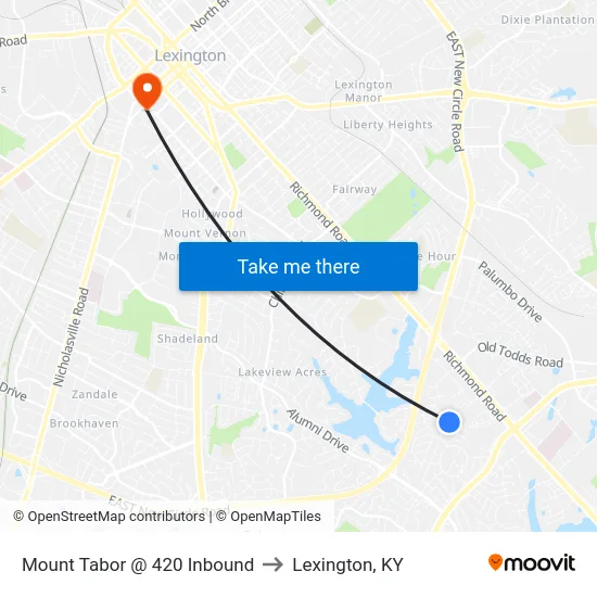 Mount Tabor @ 420 Inbound to Lexington, KY map
