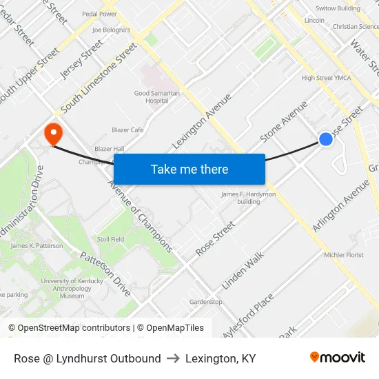 Rose @ Lyndhurst Outbound to Lexington, KY map