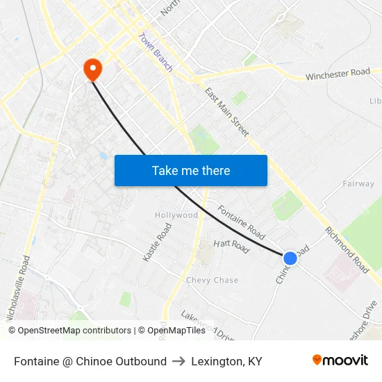 Fontaine @ Chinoe Outbound to Lexington, KY map