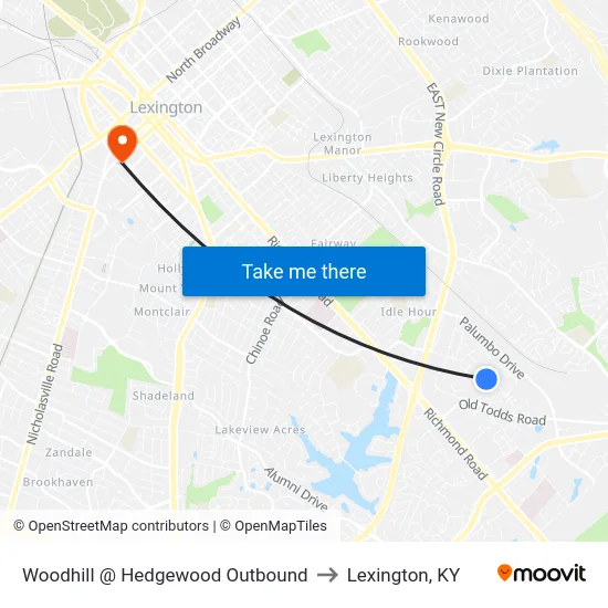 Woodhill @ Hedgewood Outbound to Lexington, KY map