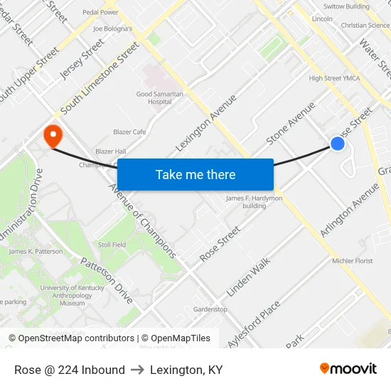 Rose @ 224 Inbound to Lexington, KY map