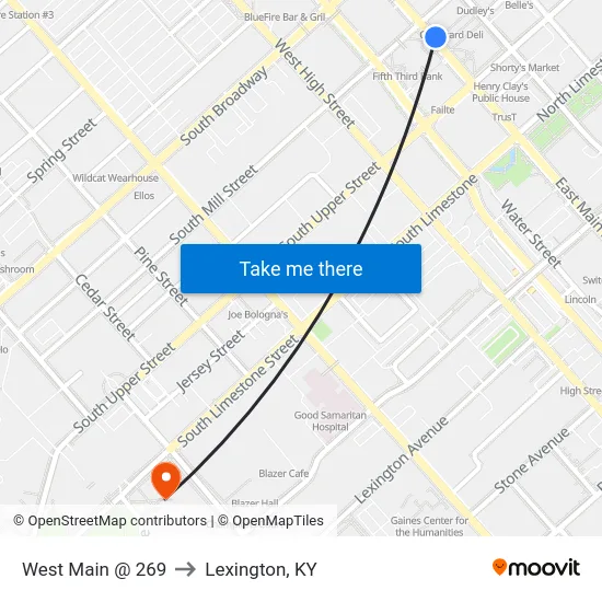 West Main @ 269 to Lexington, KY map