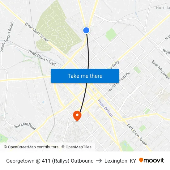 Georgetown @ 411 (Rallys) Outbound to Lexington, KY map