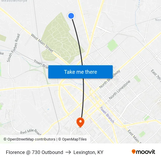 Florence @ 730 Outbound to Lexington, KY map