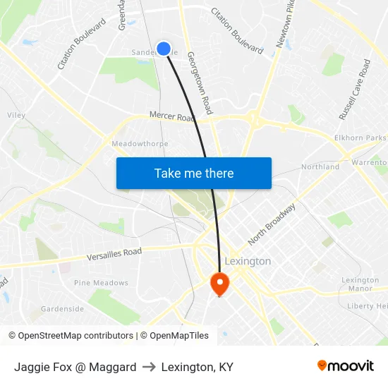 Jaggie Fox @ Maggard to Lexington, KY map