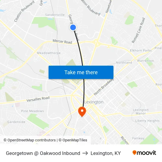 Georgetown @ Oakwood Inbound to Lexington, KY map