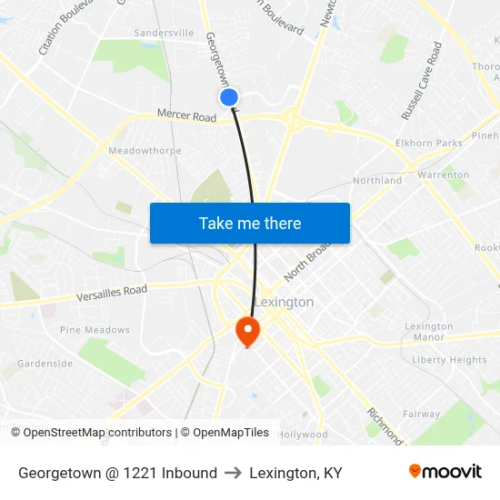 Georgetown @ 1221 Inbound to Lexington, KY map