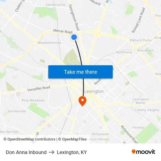 Don Anna Inbound to Lexington, KY map