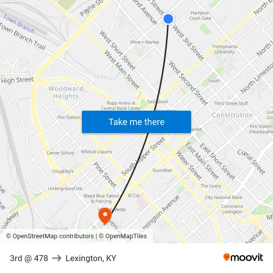 3rd @ 478 to Lexington, KY map