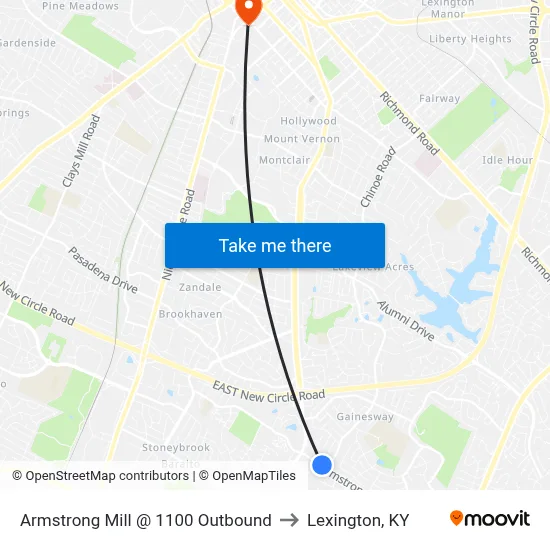 Armstrong Mill @ 1100 Outbound to Lexington, KY map