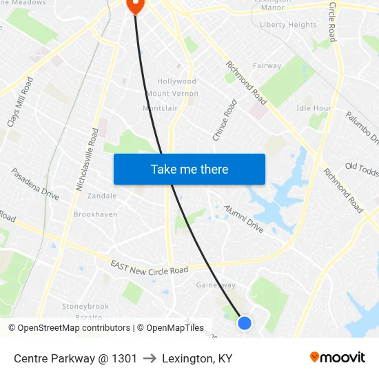Centre Parkway @ 1301 to Lexington, KY map