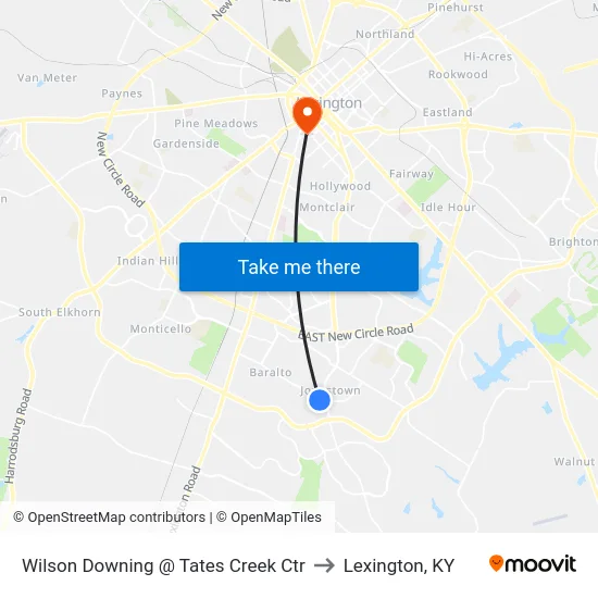 Wilson Downing @ Tates Creek Ctr to Lexington, KY map