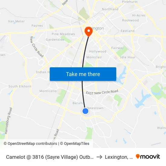 Camelot @ 3816 (Sayre Village) Outbound to Lexington, KY map
