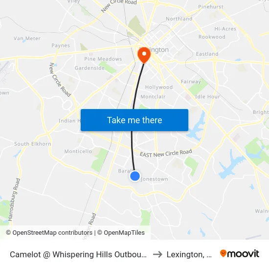 Camelot @ Whispering Hills Outbound to Lexington, KY map