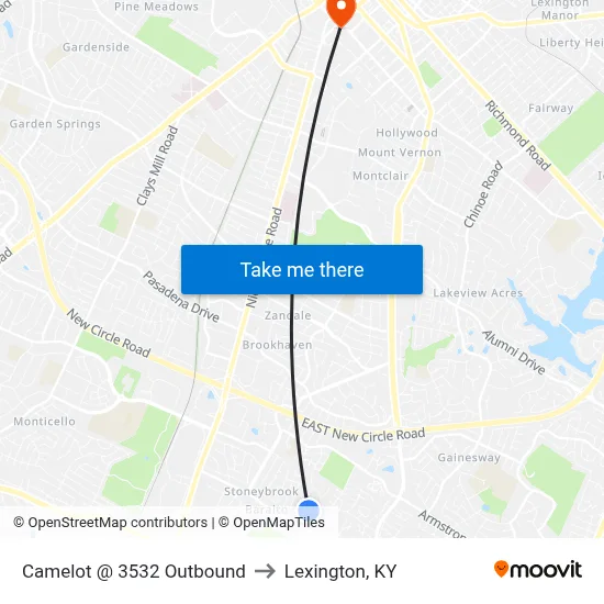 Camelot @ 3532 Outbound to Lexington, KY map