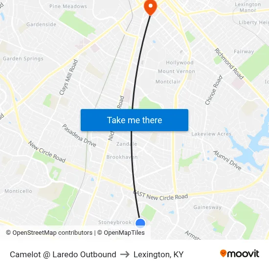 Camelot @ Laredo Outbound to Lexington, KY map