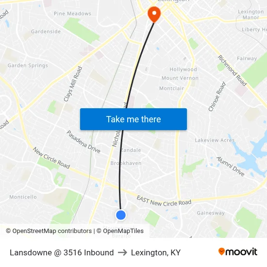 Lansdowne @ 3516 Inbound to Lexington, KY map
