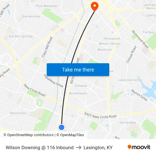 Wilson Downing @ 116 Inbound to Lexington, KY map