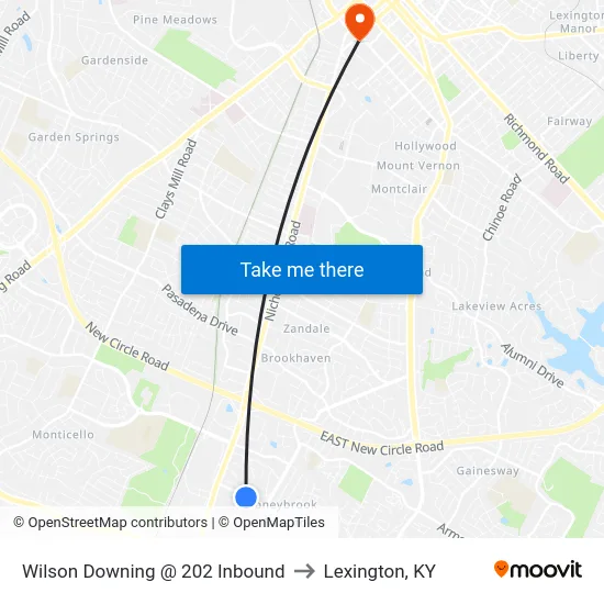 Wilson Downing @ 202 Inbound to Lexington, KY map