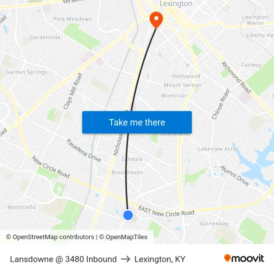 Lansdowne @ 3480 Inbound to Lexington, KY map