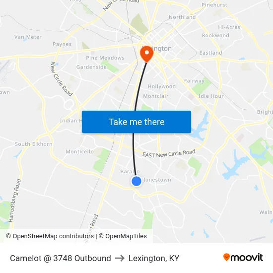 Camelot @ 3748 Outbound to Lexington, KY map