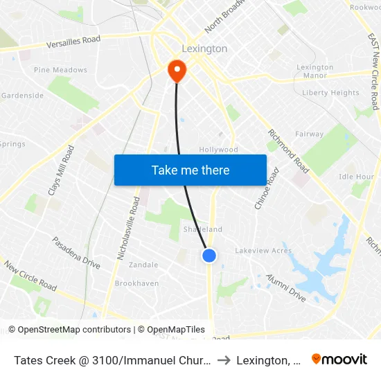 Tates Creek @ 3100/Immanuel Church to Lexington, KY map