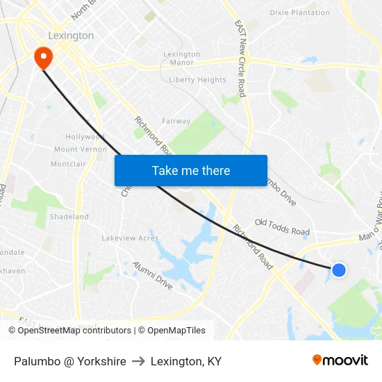 Palumbo @ Yorkshire to Lexington, KY map