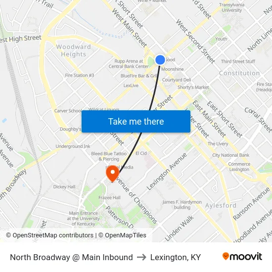 North Broadway @ Main Inbound to Lexington, KY map