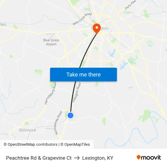 Peachtree Rd & Grapevine Ct to Lexington, KY map