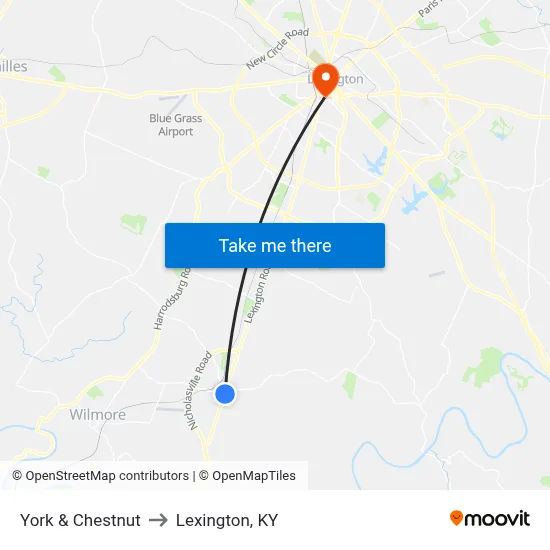 York & Chestnut to Lexington, KY map