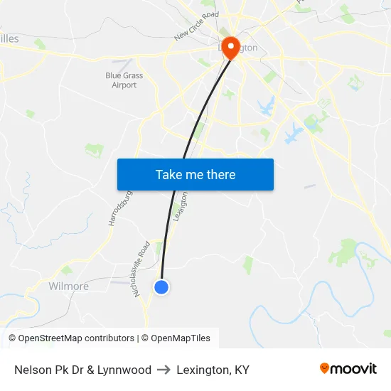 Nelson Pk Dr & Lynnwood to Lexington, KY map