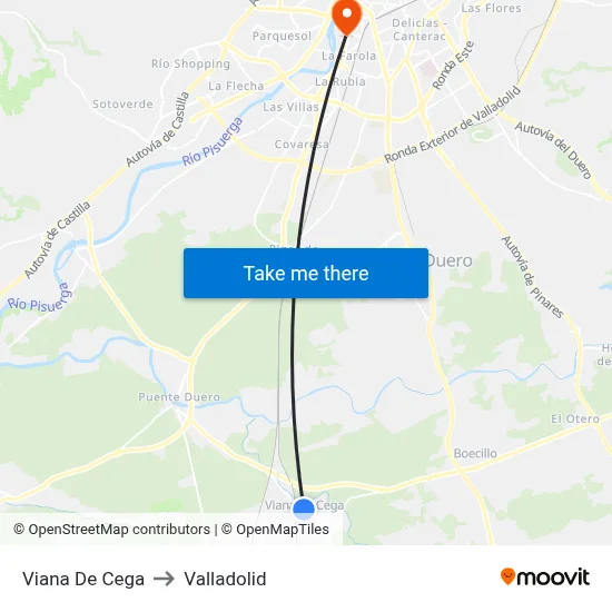 Viana De Cega to Valladolid map