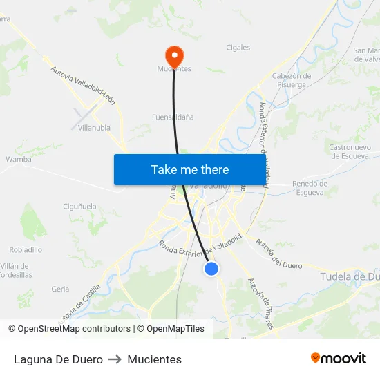Laguna De Duero to Mucientes map
