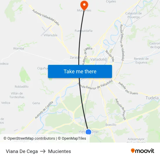 Viana De Cega to Mucientes map