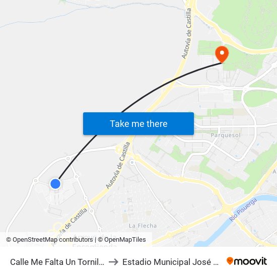 Calle Me Falta Un Tornillo 3-5 to Estadio Municipal José Zorrilla map