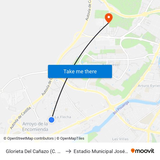 Glorieta Del Cañazo (C. Picones) to Estadio Municipal José Zorrilla map