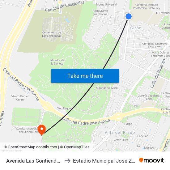 Avenida Las Contiendas 97 to Estadio Municipal José Zorrilla map