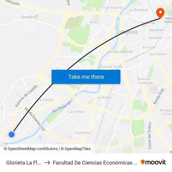 Glorieta La Flecha 27 to Facultad De Ciencias Económicas Y Empresariales map