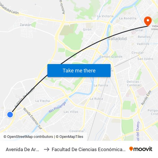 Avenida De Aranzana 29 to Facultad De Ciencias Económicas Y Empresariales map