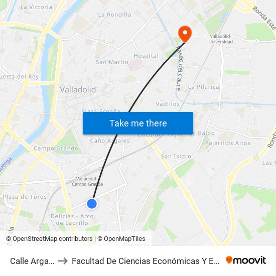 Calle Argales 4 to Facultad De Ciencias Económicas Y Empresariales map