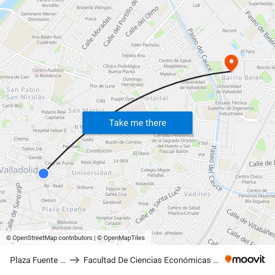 Plaza Fuente Dorada to Facultad De Ciencias Económicas Y Empresariales map