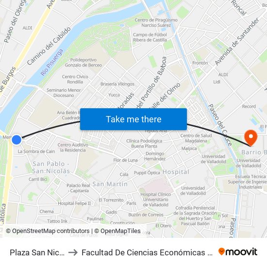 Plaza San Nicolás 13 to Facultad De Ciencias Económicas Y Empresariales map