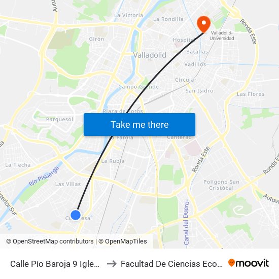 Calle Pío Baroja 9 Iglesia San Simón De Rojas to Facultad De Ciencias Económicas Y Empresariales map