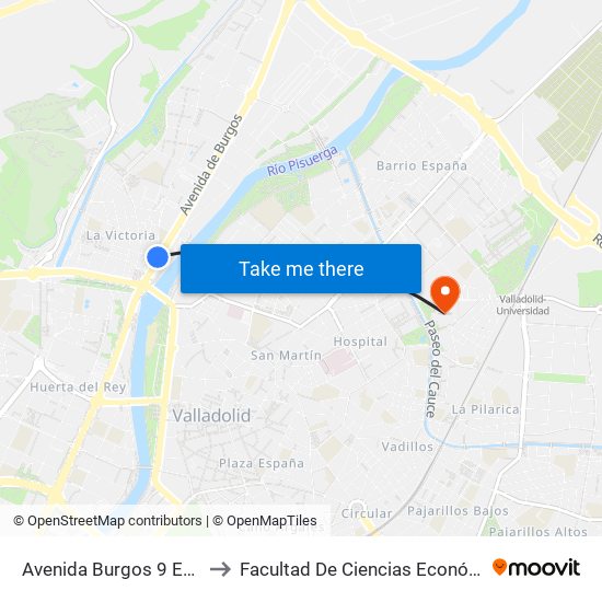 Avenida Burgos 9 Esquina La Victoria to Facultad De Ciencias Económicas Y Empresariales map