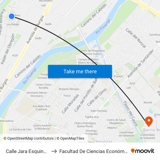 Calle Jara Esquina Hierbabuena to Facultad De Ciencias Económicas Y Empresariales map