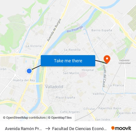 Avenida Ramón Pradera Frente 10 to Facultad De Ciencias Económicas Y Empresariales map