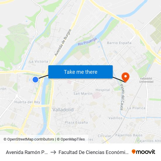 Avenida Ramón Pradera 15-17 to Facultad De Ciencias Económicas Y Empresariales map