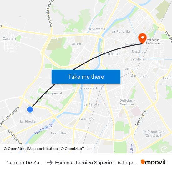 Camino De Zaratán 40a to Escuela Técnica Superior De Ingenieros Industriales map