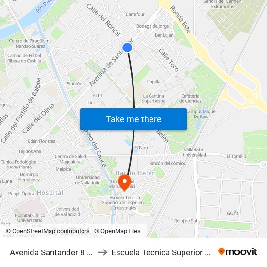 Avenida Santander 8 Frente Barrio España to Escuela Técnica Superior De Ingenieros Industriales map